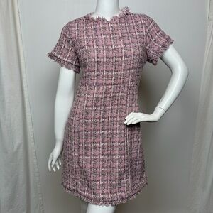 Olivaceous Tweed Shimmer Mini Dress Barbie Pink Size Large